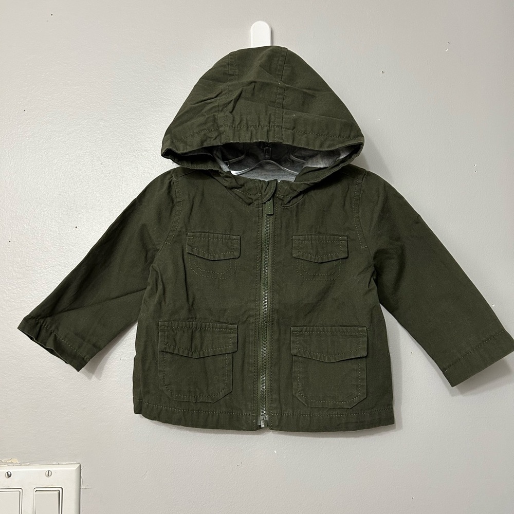 Old Navy Army Green Canvas Utility Jacket. Size 6-12m